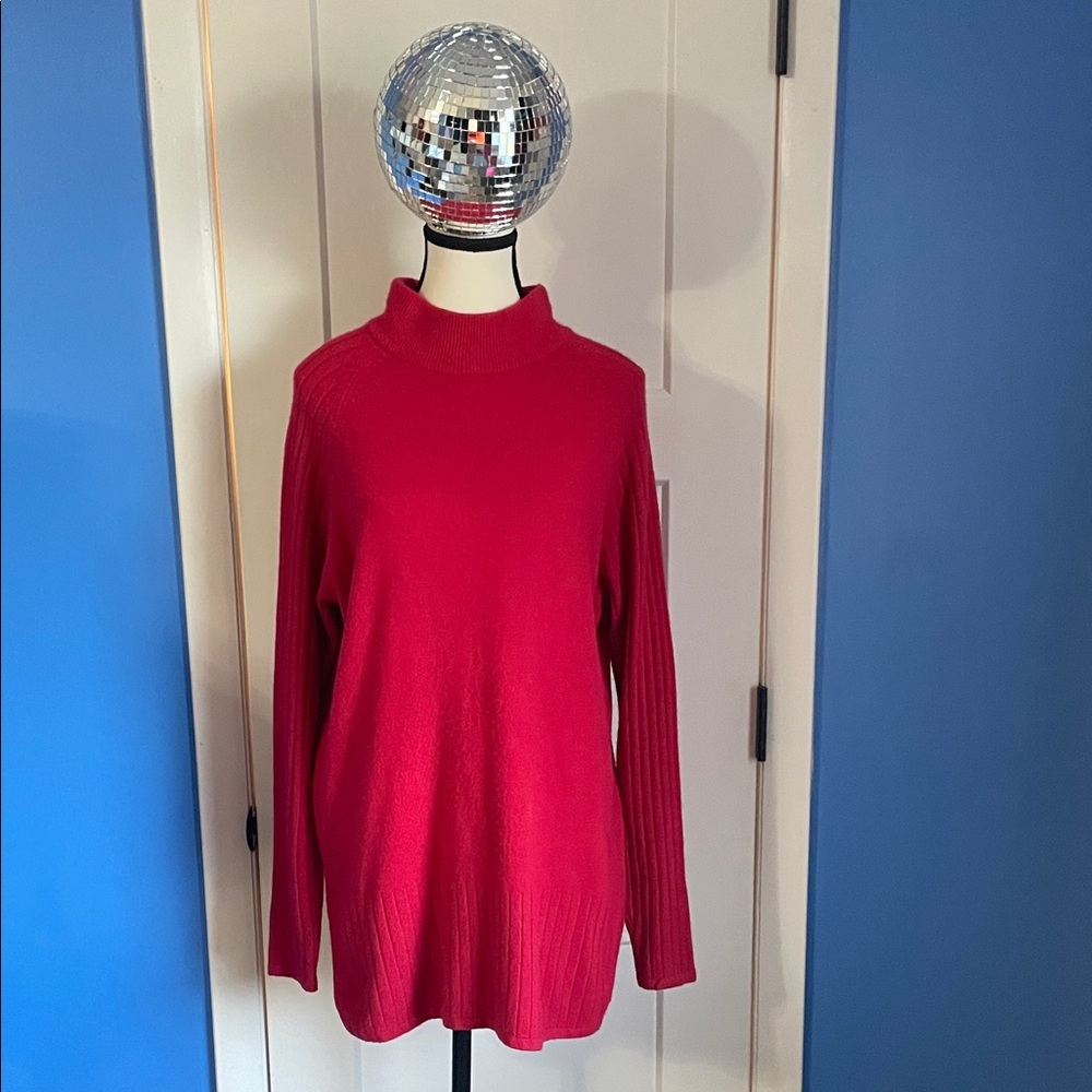 Elegant Red Turtleneck Sweater for Women